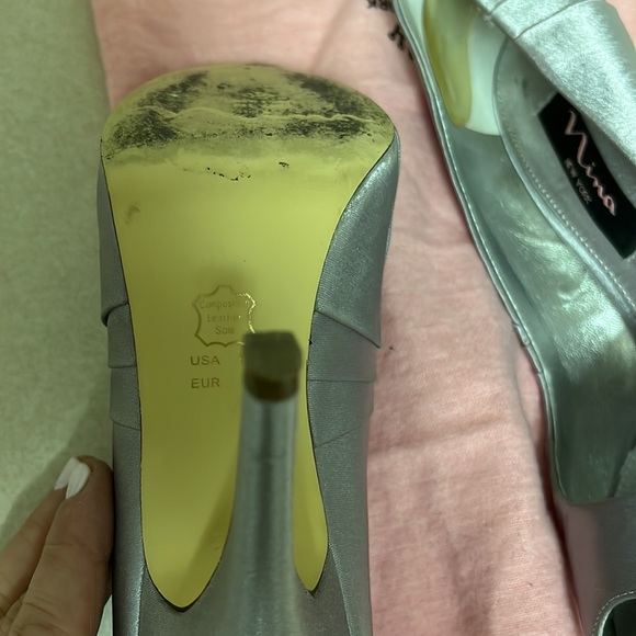 Nina silver metallic high heeled ladies shoes size 6 - Picture 5 of 9